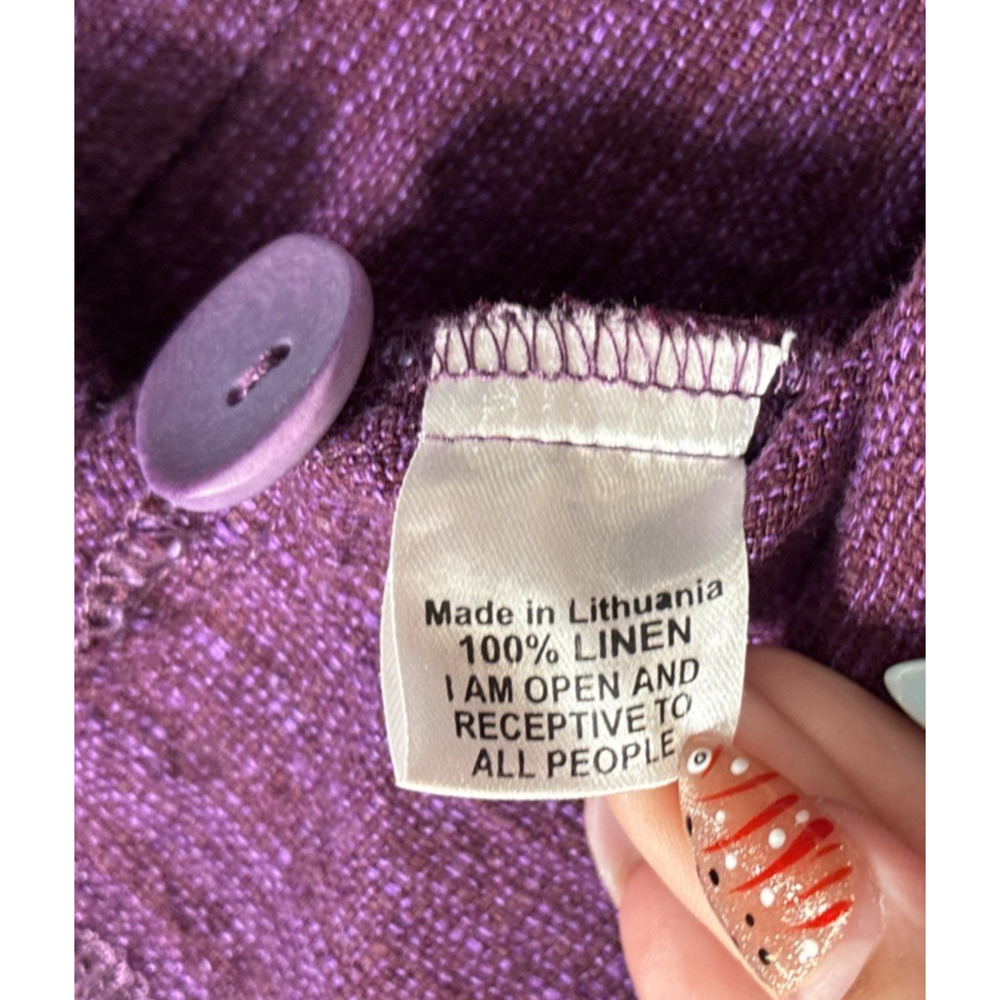 FLAX Small Linen Purple Blazer Style Light Weight Jacket Pockets Bnfts Charity - Picture 8 of 9